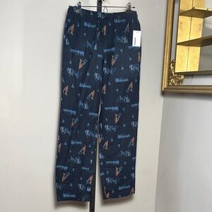 NEW Yeti Big Foot Small Navy Blue Flannel Pajama Pants